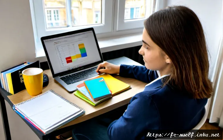 학교사회복지사 자격시험 학습 전략 - Photorealistic French social work student preparing for a professional certification exam at a tidy ...